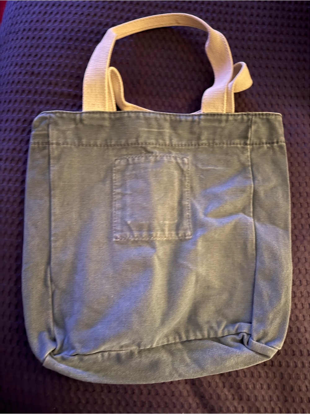 Abercrombie & Fitch Light Blue Canvas Tote with Cream Handles and Cream Logo - Picture 4 of 5
